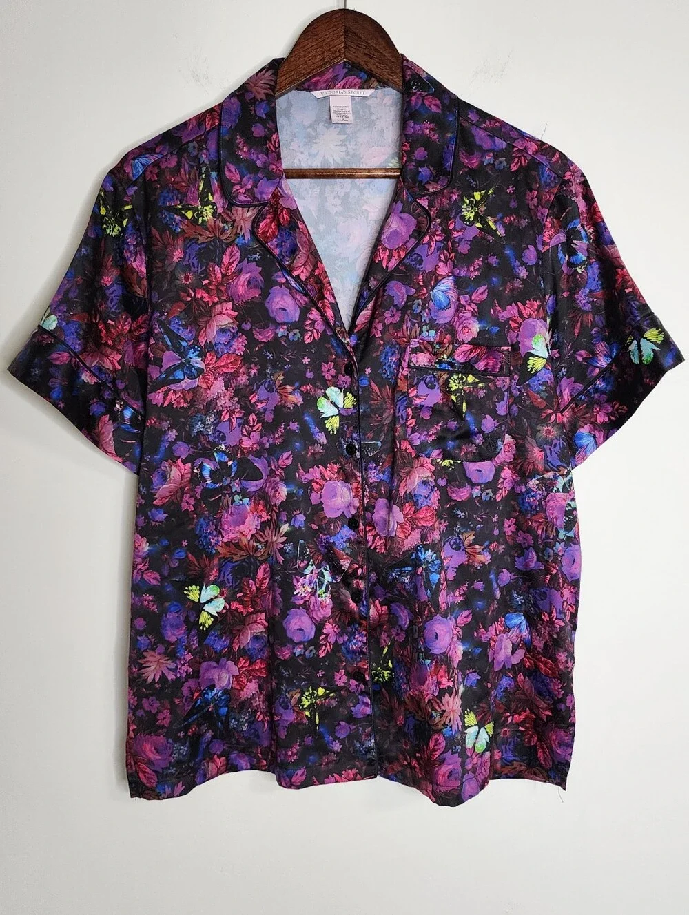 Victoria's Secret Deadstock Silky ButterflyFloral Short Sleeve Pajama Set Medium